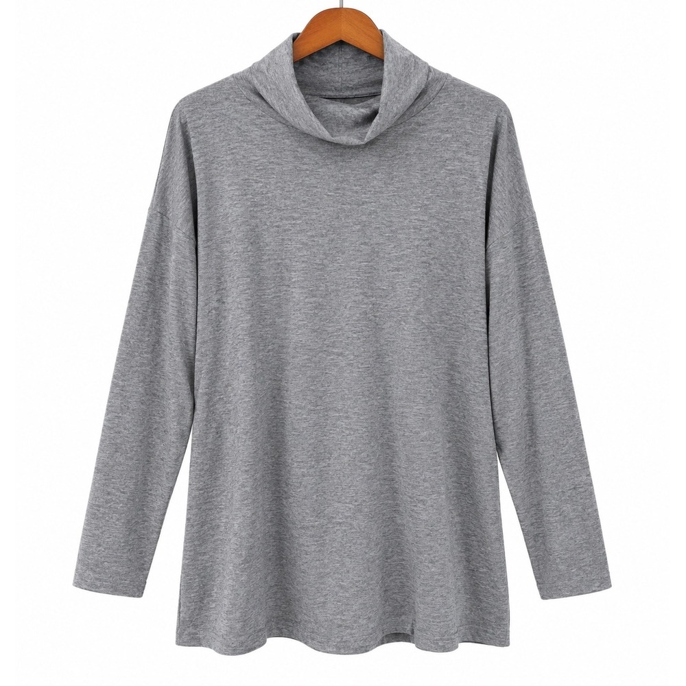 Eileen Fisher Tunic Top Women's Medium Cowl Neck Long Sleeve Quiet Luxury Gray